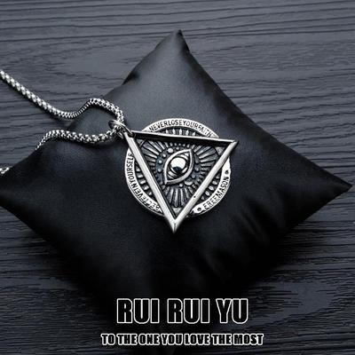 RUI RUI YU Eye of Providence Freemason Evil Eye Halsband i rostfritt stål Talisman Sign Medaljongpresenter