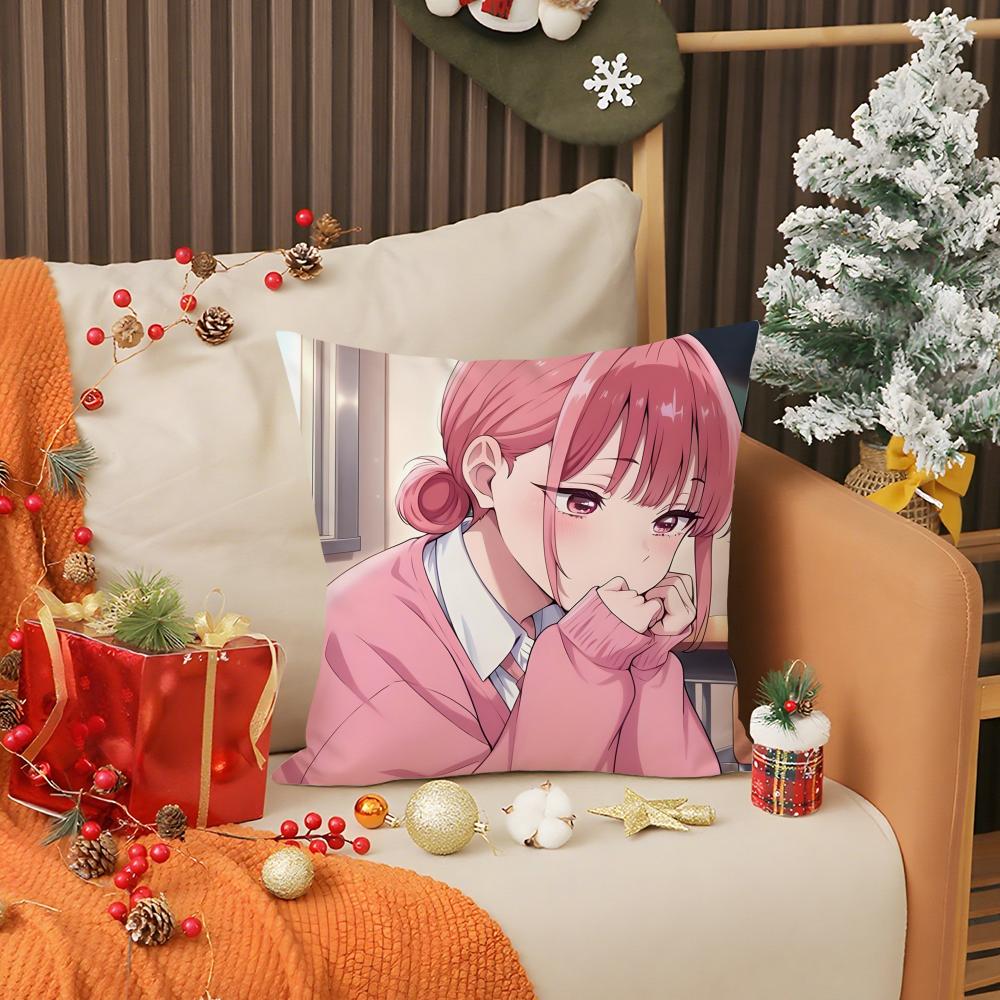 Blue Box Anime Pillow Case Living Room Sofa Decorative Cushion Cover Simple Household Light Luxury Printed Pillow