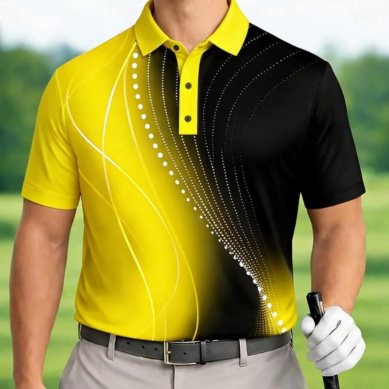Colorful Pattern Digital Printing Design Polyester Fiber Men's Short-sleeved Polo Shirt for Summer Outdoor Activities Daily European and American Wear