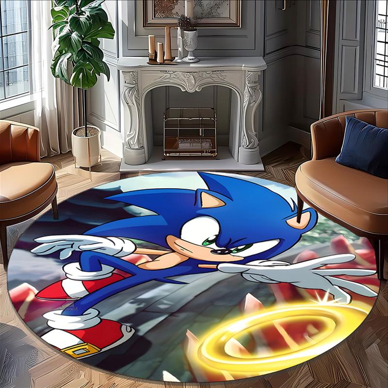 1pc Sonic2 Design Printed Area Round Carpet for Bedroom Living Room Home Decor Rugs Mat Non Slip Mat Rug for Bedside