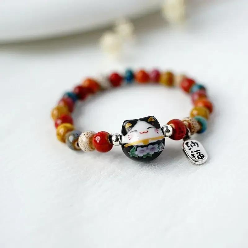 b03 Bracelet Niche Retro Colorful Beaded Bracelets Harajuku Exquisite Ceramics Anime Pendant Charm Bracelets Hit Product Jewelry
