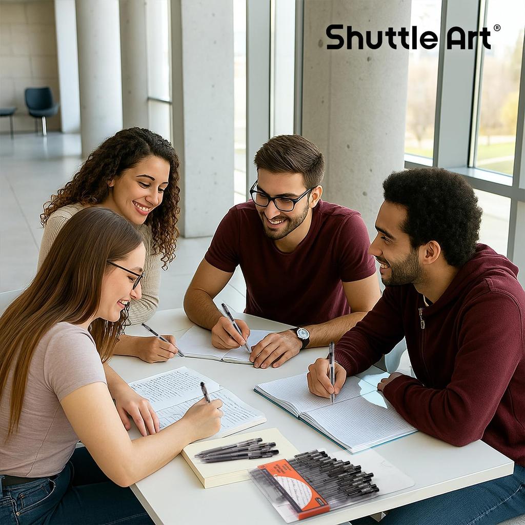 Shuttle Art Black Gel Pens, Ink Glide Series 15 Pack Retractable 0.5mm Fine Point Rollerball Gel Ink Pens Quick Drying Waterproof Smooth Writing with
