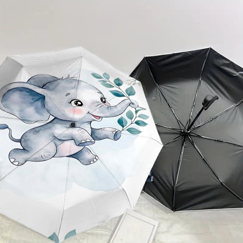 1PC Elephant Umbrella-8-Rib Reinforced, Automatic Open, Lightweight & Durable, Fashion Accessory for Outdoor, H0412