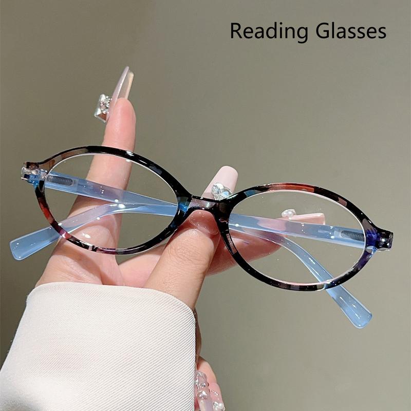 Vintage Oval Reading Glasses Women Fashion Cute Patchwork Rim Prescription Optical Frames Blue Light Blocking Eyeglasses