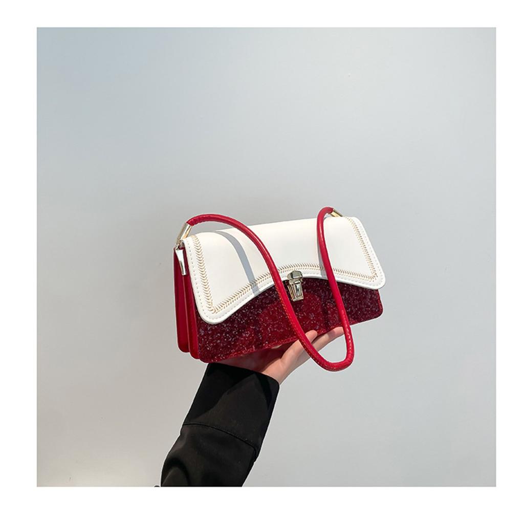 Large Capacity Splicing On The New Foreign Fashion Sequins Fashion Shoulder Armpit Small Square Bag for Women