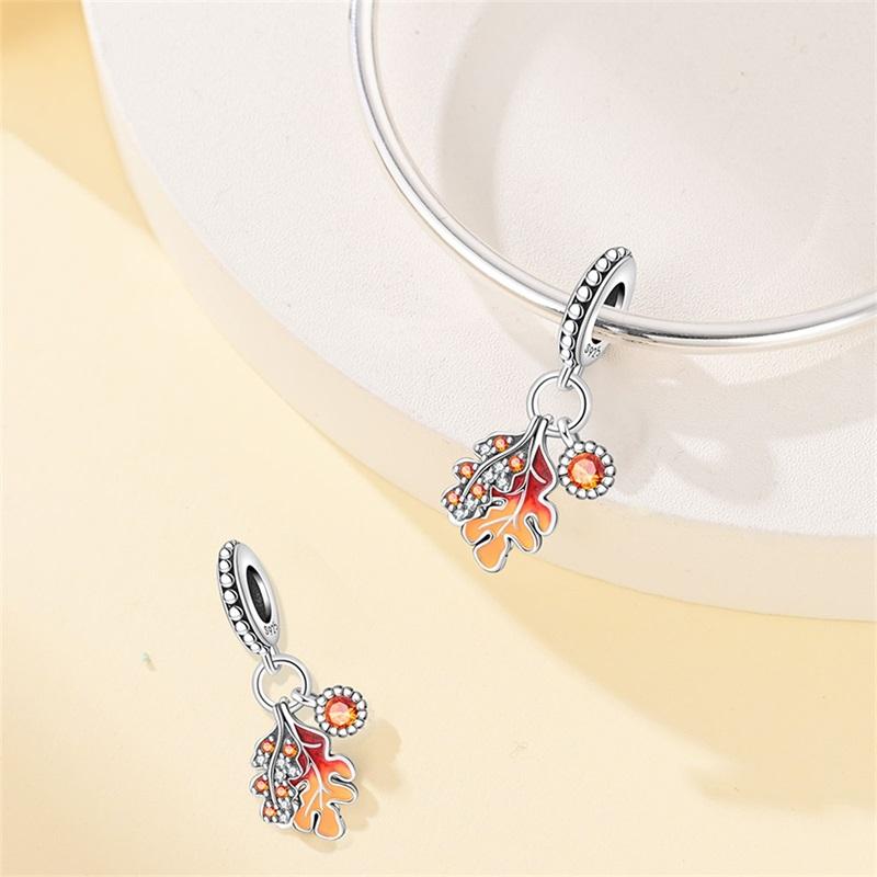 Vergulde 925 Zilveren herfst esdoornblad Bedels Passend op Originele 925 Charms Armband Bedels Sieraden Cadeaus voor Vrouwen