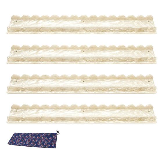 1/4Pcs Mahjong Rack with Magnetic Pusher & Storage Bag, Scalloped Acrylic Mah Jongg Tile Holder Pusher Bar, Gift for American Mahjong Players