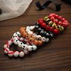 Trendy Halloween Charm Bangle Wood Beaded Bracelet Unique Skeleton Eye Blood Drops Pumpkin Design Hand Chain for Women
