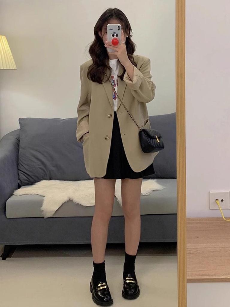 Damen Beige Trenchcoat: Frühling 2025 Koreanisches & Britisches Stil Design