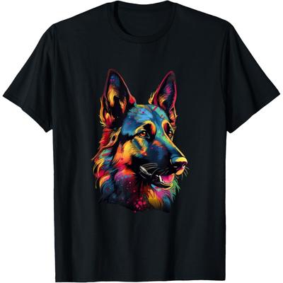 German Shepherd Lover Colorful Pop Art German Shepherd T-Shirt