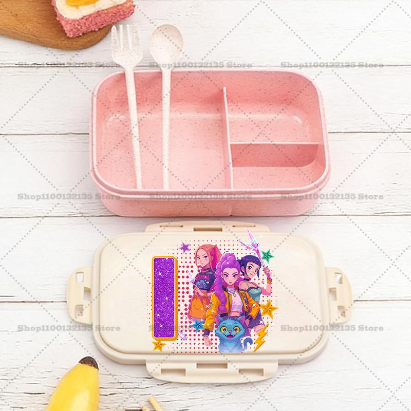 Kpop Loveci Démonů Chlapec Dívka Krabička na oběd Anime Přenosné Bento Boxy Student Hermetická Nádoba na potraviny Jednovrstvá Kapacita Dětský Dárek