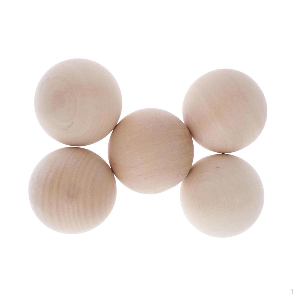 5 Pieces Unfinished Wooden Balls Craft Making Beads Smooth Multipurpose for Classroom