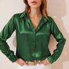 Womens V Neck Tops Ladies Long Sleeve Buttons Long Sleeve Casual T-Shirt Blouse