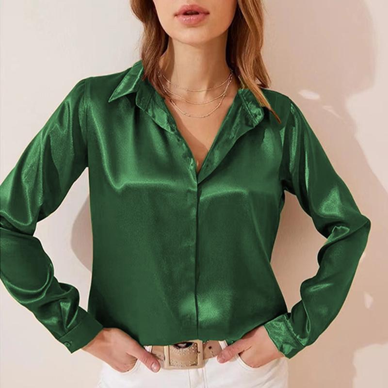 Womens V Neck Tops Ladies Long Sleeve Buttons Long Sleeve Casual T-Shirt Blouse