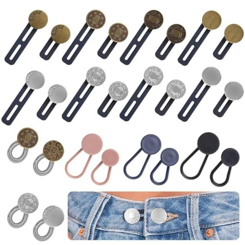 12/16/24/26 pcs Strong Elasticity Button Extenders Button Style Waistband Expander for Jeans