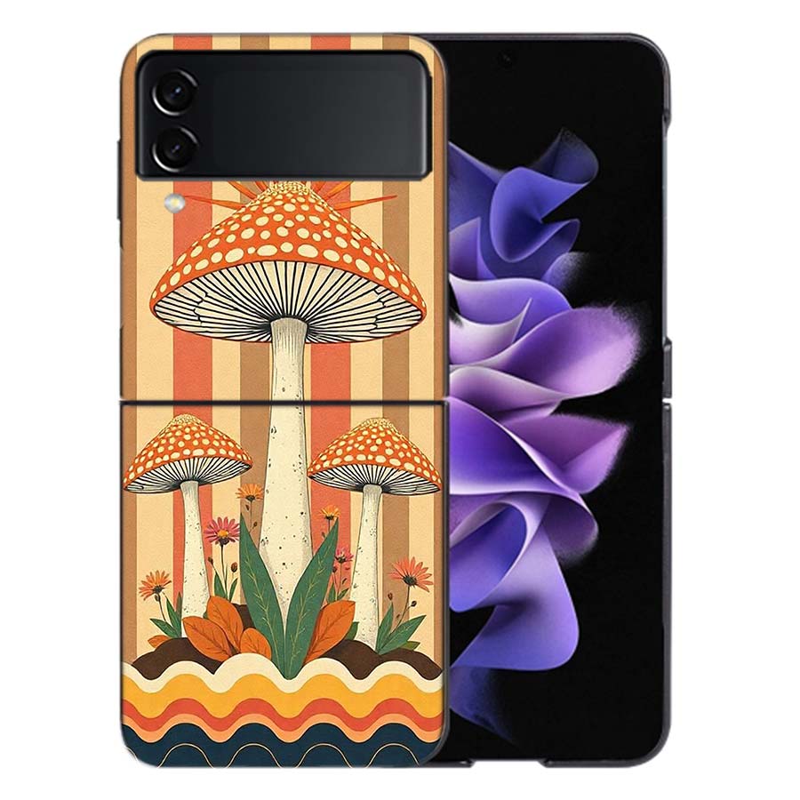 Boho Hippy Mushroom Sunrise Phone Case For Samsung Z Flip 6 7 5G Galaxy Z Flip 5 4 3 5G Cases Shockproof Hard Cover TPU