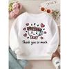 Kids Crewneck Sweatshirt, Cute Cartoon Teacup & Hearts Print with "Thank You So Much"
