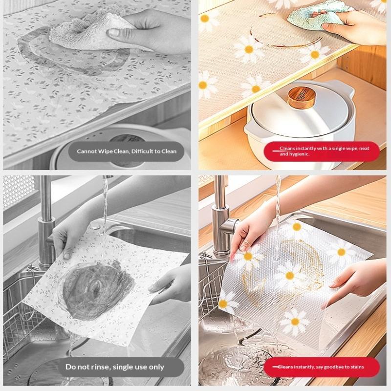 Flower Kitchen Cabinet Mat Reusable Drawer Mat Kitchen Dining Table Mat Insulation Mat Waterproof Moisture-Proof Drawer Mat