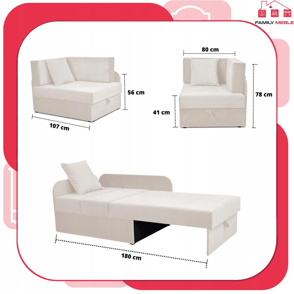 Denis Children's Corner Sofa Bed Extendable Container Children's Bed Mattress Kubuś