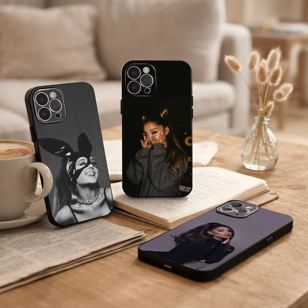 A- Ariana G-Grande Phone Case For iPhone17,16,15,14,13,12Plus,Pro Max,XS,5G Soft Silicone Black Cover