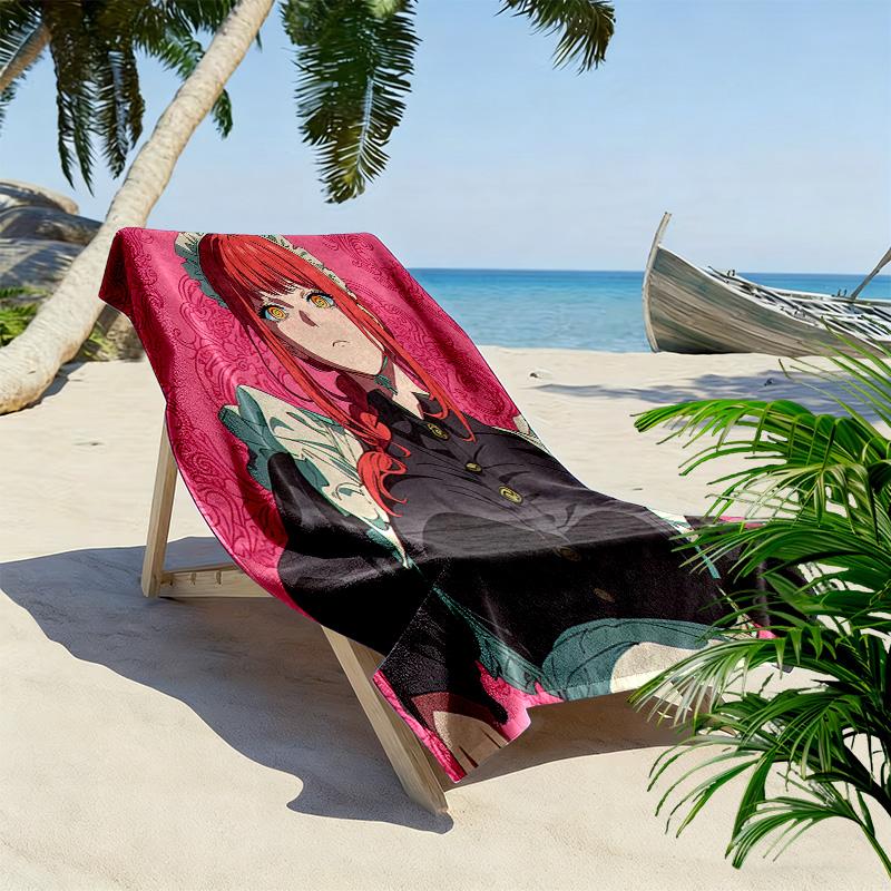 Chainsaw Man Print Beach Towel, Large Soft Quick Dry Towel for Beach Camping Swimming