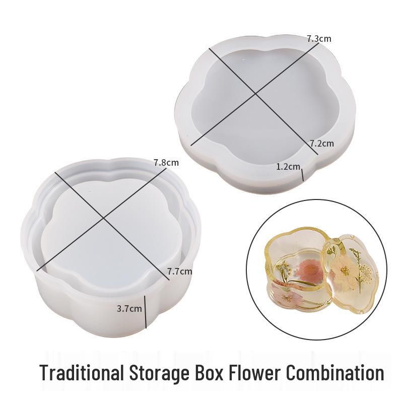 Poppy Epoxy Silicone Mold: Round, Square, Hexagonal, and Heart-Shaped Storage Boxes