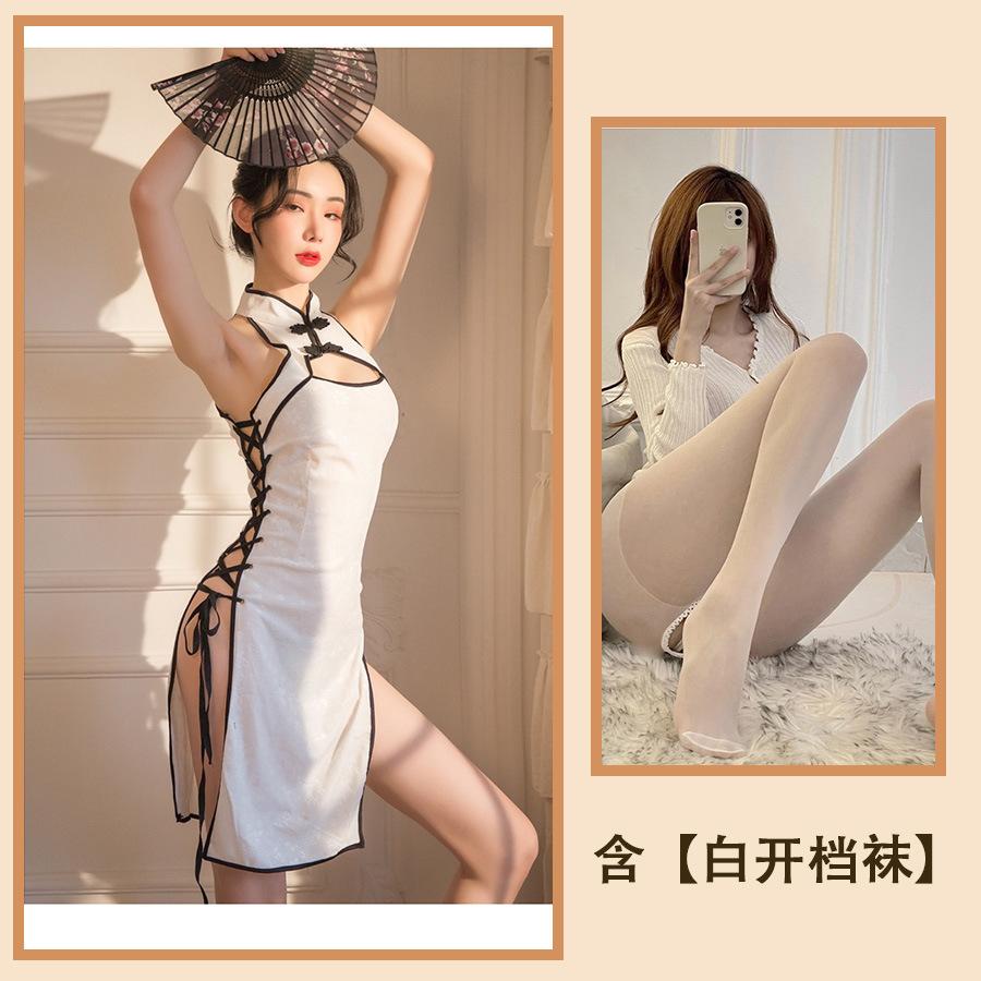 Sex Underwear Sexy Hollow Chest Side High Split Strap Temptation Passion Cheongsam Nightdress Women's Suit