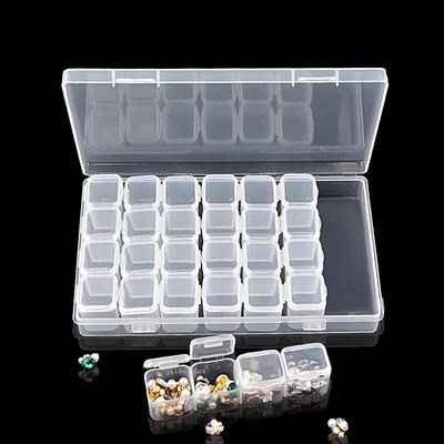 1Set 28 Lattice Plastic Nail Tool Decorations Empty Storage Case Box