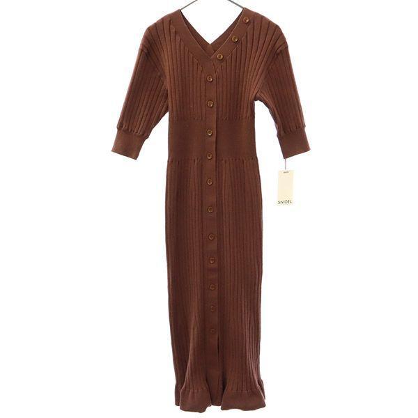 Unused SNIDEL Short Sleeve Knit Long Dress F Brown Women s Old Clothes Used
