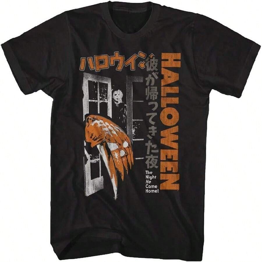 

Halloween 70s Horror Movie Japanese The Night He Came Home Graphic Adult Short Sleeve TShirt Graphic TeeJpg S