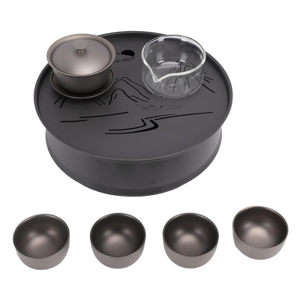 Outdoor Camping Tea Set Multifunctional Lightweight Portable Pure Ti Camping Tea Brewing Cup Set