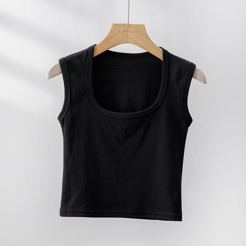 Wide Shoulder Strap White Suspender Vest for Women In Summer Pure Cotton Inner Wear for Secondary Breasts, Large-size Four-season Beautiful Back Top