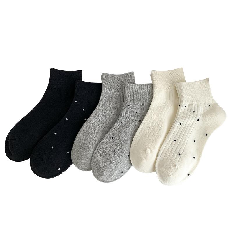 Solid-colored Cotton Socks, Women's Short Socks, Summer Trendy Polka Dot Women's Boneless Boat Socks