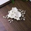 Korean Style Bridal Headdress: White Seashell Petals & Pearl Crystal Hairpin