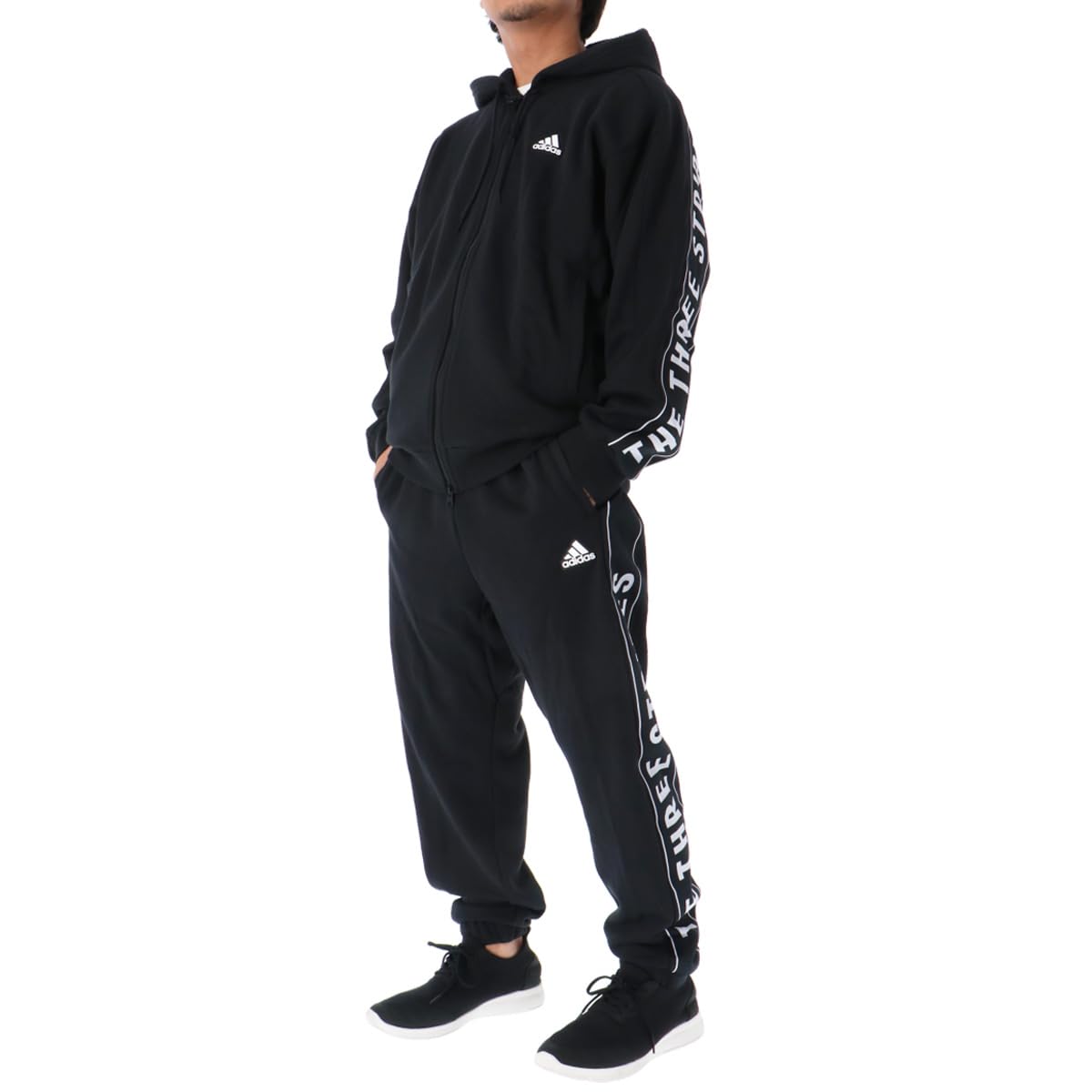 

Толстовка Adidas с надписью Размеры Мужской Комплект, KWX99, Черный, J/L чёрный