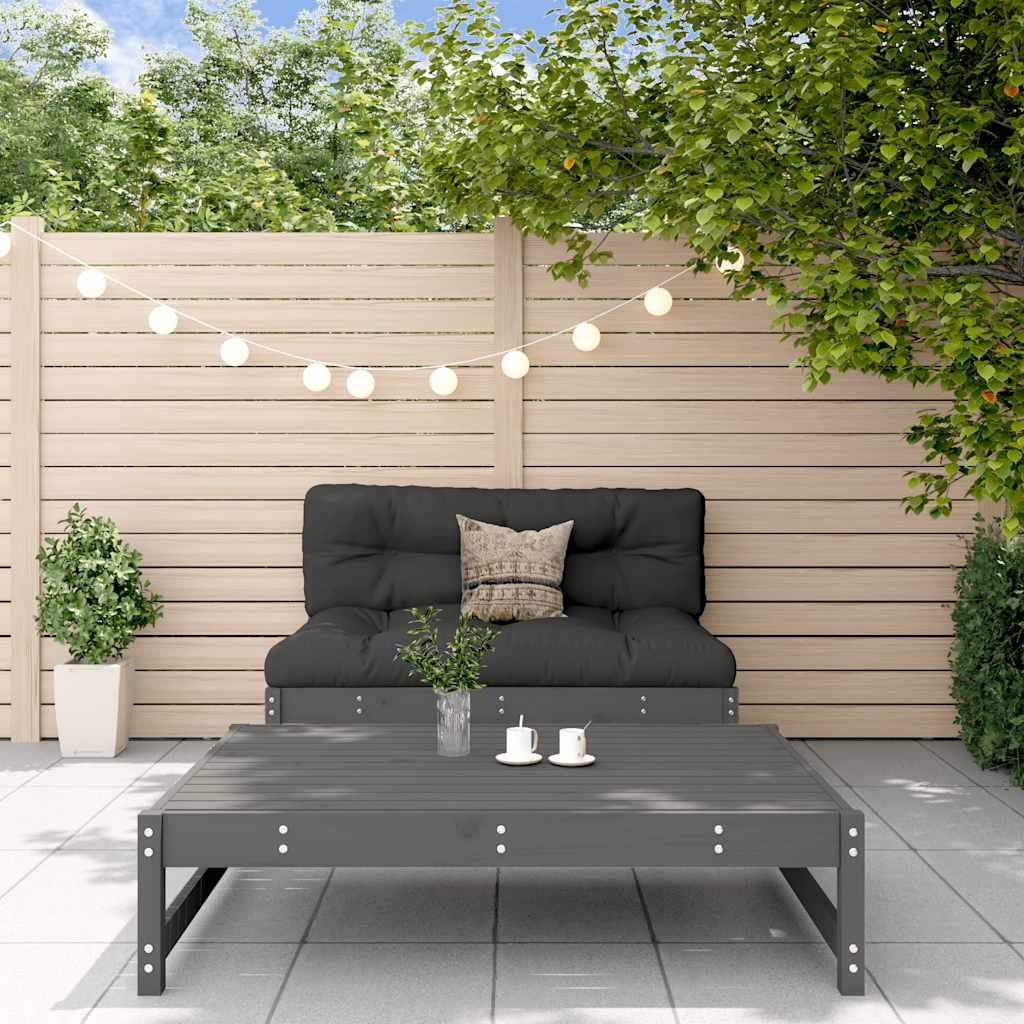 2 Piece Garden Lounge Set with Cushions Gray Solid Wood