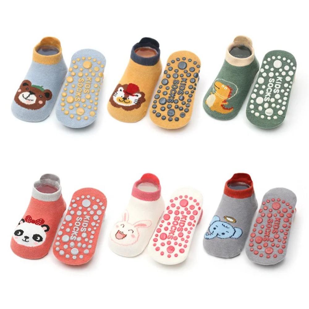 3 Pairs/Set Cartoon Animal Pattern Floor Socks Breathable Kids Step Socks Kids Cotton Socks