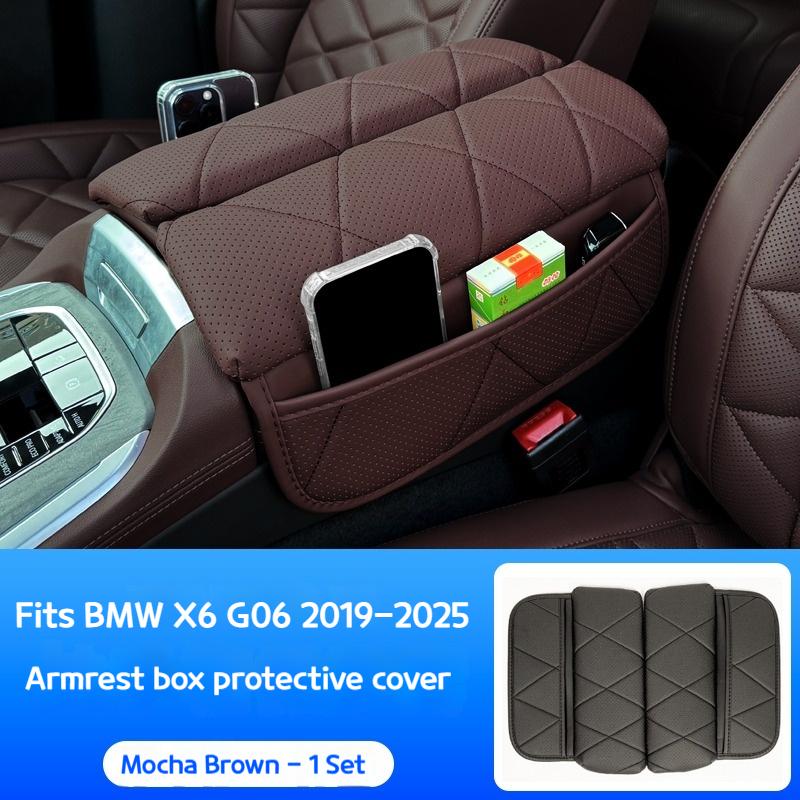 Per BMW X5 X6 X7 G05 G06 G07 2019-2025 copertura protettiva in pelle per scatola bracciolo X5L imbottitura rialzante bracciolo controllo centrale accessori