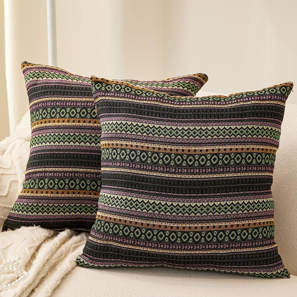 2 buc. Huse de Pernă Stil Boem, Huse Pătrate pentru Pernă Decorativă 45x45cm, Huse de Pernă Decorative Stil Fermă, Husă Jacquard pentru Tăblia Patului
