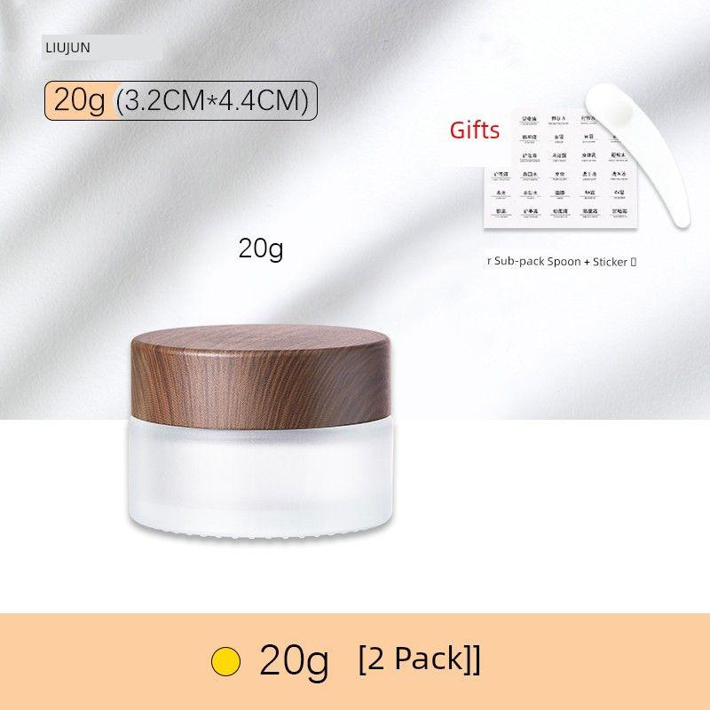 

Light-Proof Facial Cream Travel Bottle Frosted Glass Cream Tall Bottle Cosmetic Sample Facial Mask Lotion Eye Cream Travel Sub-Bottle [Pack of 2] 20g Dark Wood Grain
