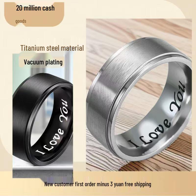 Heren Ring van Titanium Staal Gepersonaliseerd Gegraveerd - Kleurvast Roestvrij Staal Sieraden