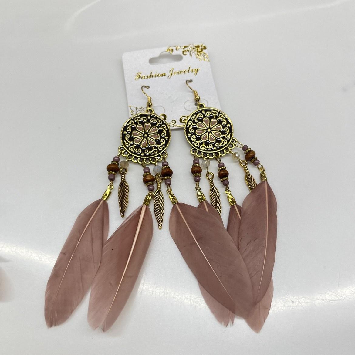 

Ретро этнический стиль перья длинные крючки для ушей Богемный стиль для отпуска серьги серьги, серьги, персонализированные высококлассные серьги женщины