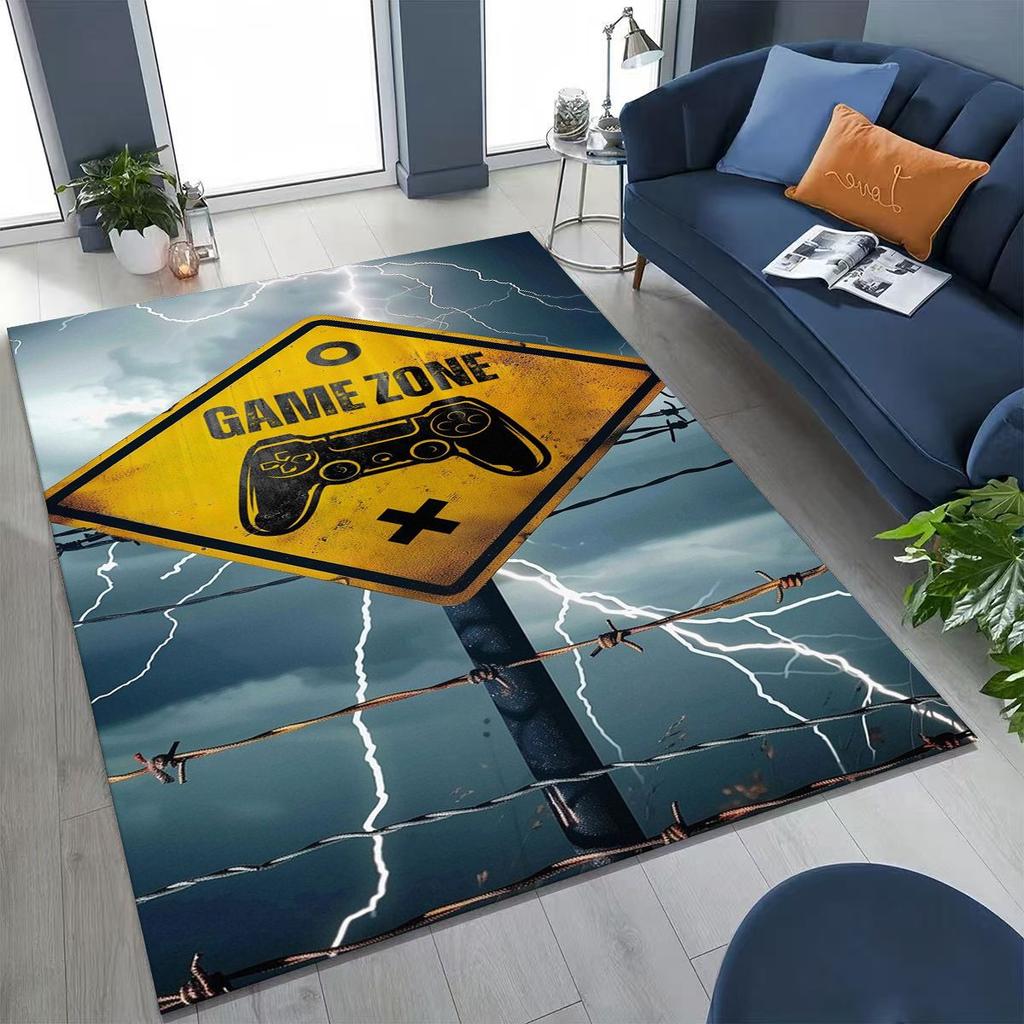 27 Stil Gamer Zone Game Controller Cartoon Spielzimmer Teppich für Schlafzimmer Wohnzimmer Sofa Zuhause Fußmatte Dekoration, Rutschfeste Bodenmatte