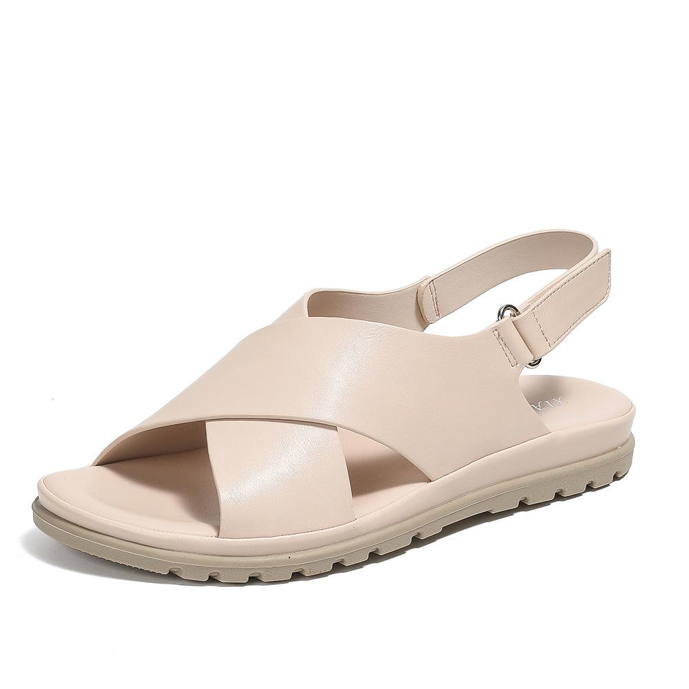

Women s Flat Sandals Casual Fashion 2026 Summer New Cross Strap Comfortable Flat Sandals for Women Casual Sandals Women 41 абрикосовий