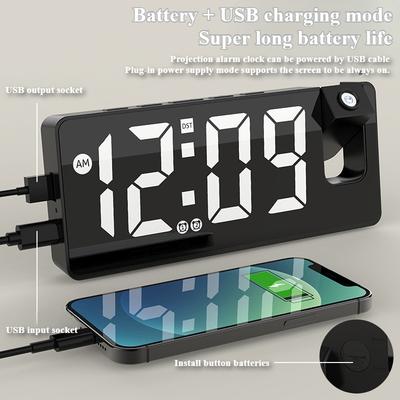 Multifunctional Projection Alarm Clock USB Charging Large Screen Digital Display LED Mirror Clock Electronic Digital Clock