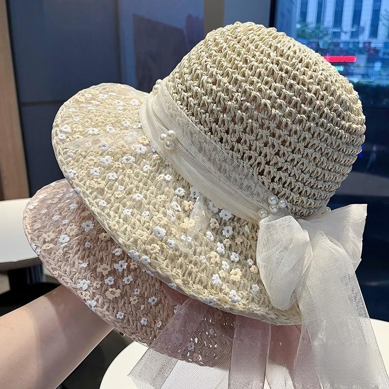 Summer Straw Hat For Women With Bow Knot Design And Wide Brim Sun Protection