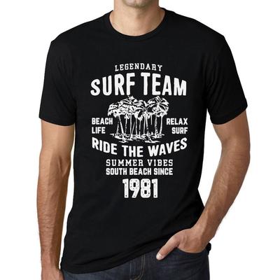 Men’s Vintage Tee Shirt Graphic T Shirt Surf Team 1981 Deep Black