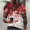 Problem Solved Bloody Print Men's Clothing Fashion T-shirts for Men Horrible Halloween Short Sleeve Tops O-Neck 3D Mens T Shirt