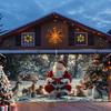 2D Plane 1 Modern Polyester Christmas Garage Door Cover - Santa Claus and Snow Scene Design
