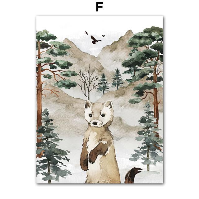Bear Deer Fox Wolf Forest Jungle Animal Nursery Wall Art Canvas Painting Nordic Posters and Prints Pictures Kids Room Home Decor